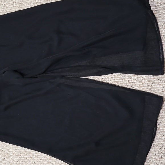 Chic Black Wide-Leg Pants With Sheer Outer Layer - Picture 13 of 15